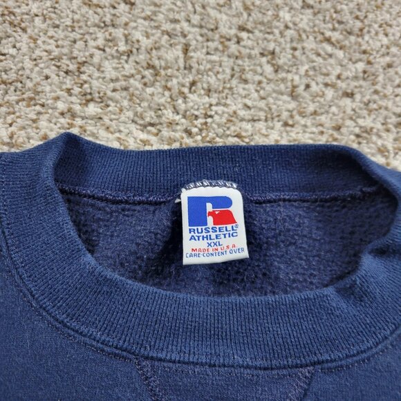 Vintage Russell Athletic Sweatshirt Adult 2XL Crewneck Blue Blank Made In USA - Picture 2 of 8